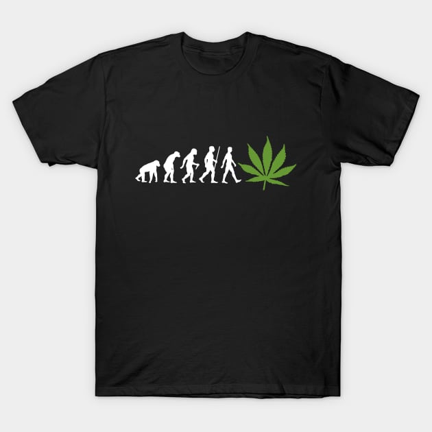 Evolution Of Humans Silhouette - Marijuana Weed Leaf 2 T-Shirt by EDDArt